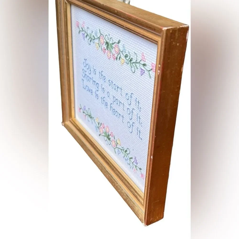 Decorative Framed Joy Sharing Love Colorful Embroidered Home Wall Decor Sign.